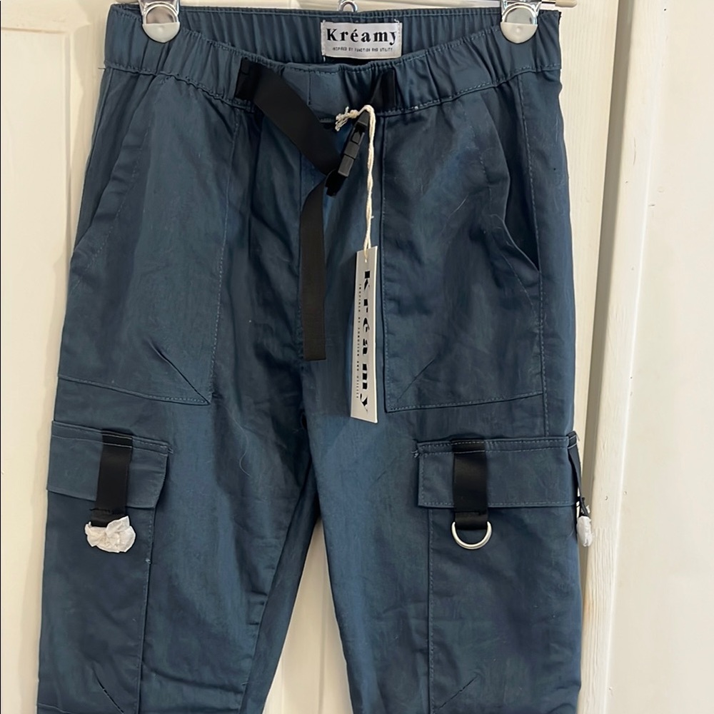 NWT Kreamy Blue Cargo Pants Streetwear or anywhere!